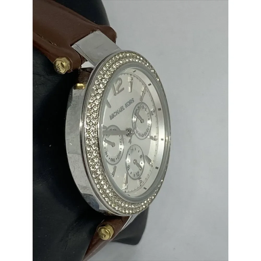 Michael Kors MK6194 Women's Brown Leather Analog Dial Quartz Genuine Watch KS553
